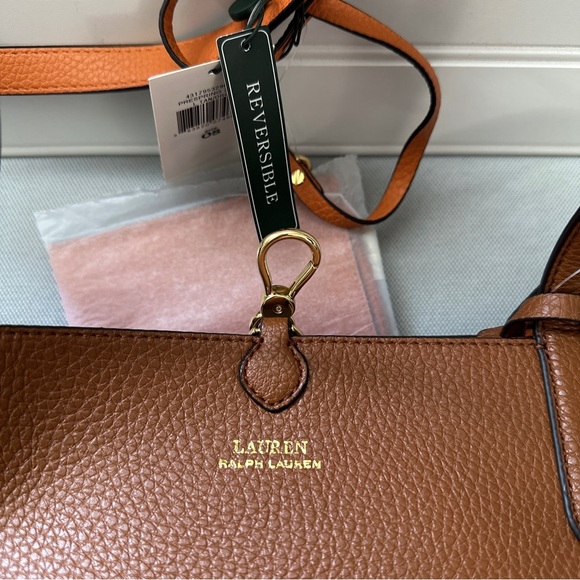 Sold!❣️ Lauren Ralph Lauren Large Reversible Pebbled-Faux Leather Tote Bag NWT - Picture 14 of 15